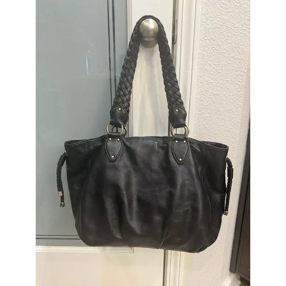 Vintage Michael Michael Kors Black Leather Hobo Shoulder Bag